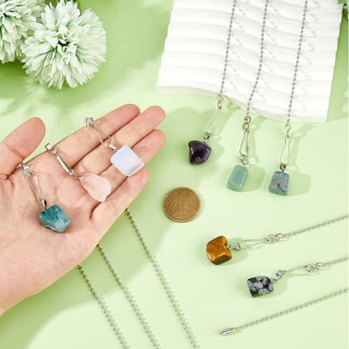 Image of DICOSMETIC 8Pcs Natural Gemstone Ceiling Fan Pull Chains Extension 17 Inch Decorative Fan Pull Chain Extenders Light Pulls String Extension Ball Chain Extender Ornament for Fans Wall Lamp Home Decor