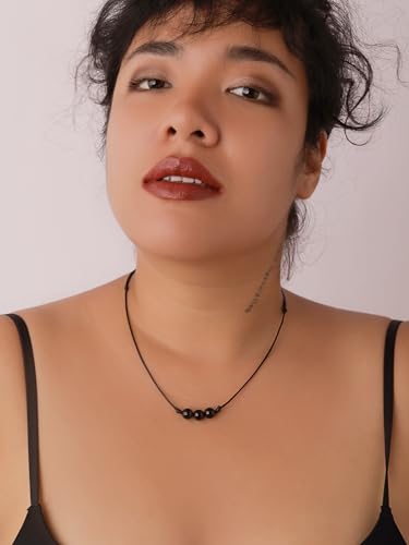 Sacina Agate Black Bead Choker, Black Choker for Women, Boho Necklace, Hippie Necklace, Gothic Choker, Christmas Jewelry Gift for Women4