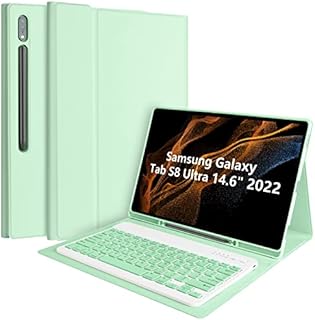 KBCASE Keyboard Case for Samsung Galaxy Tab S8 Ultra 14.6 Inch 2022 (SM-X900/X906), Auto Sleep/Wake Cover, Detachable Magnetically Bluetooth Wireless Color Keyboard with S Pen Holder(No backlight)