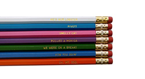 Friends TV Show Gift Back to School Pencil Set of 7 Funny Pencils with Quotes Student Gift for Her