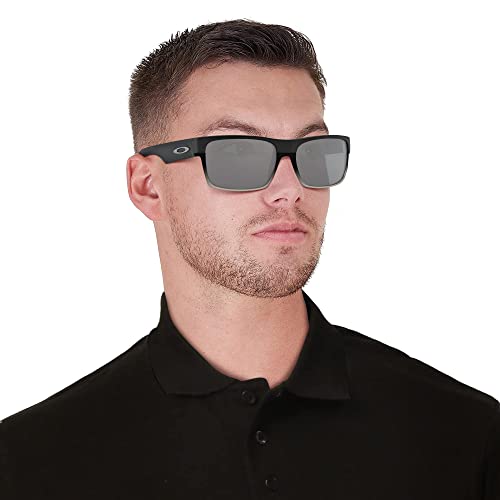 Oakley Sunglasses for Men - OO9189 TwoFace Machinist Collection Square Sunglasses - Matte Black/Chrome Iridium - Size 60