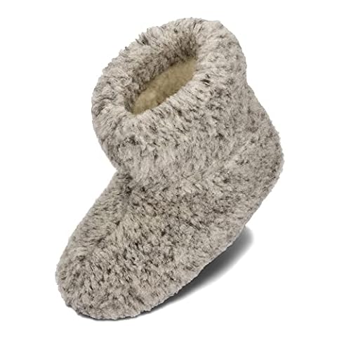 BeComfy Ciepłe wełniane kapcie damskie męskie ocieplacze zimowe wysokie bambosze wełna owcza unisex 36-46 EU/Szary ciapki, 40