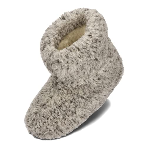 BeComfy Ciepłe wełniane kapcie damskie męskie ocieplacze zimowe wysokie bambosze wełna owcza unisex 36-46 EU/Szary ciapki, 38