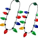 LED Light Up Bulb Flashing Glow In the Dark Strip Necklace for Christmas Xmas Birthday Wedding Halloween Rave Carnival Party Supplies Favors Accessories Best Gift Decoration Kids Adults