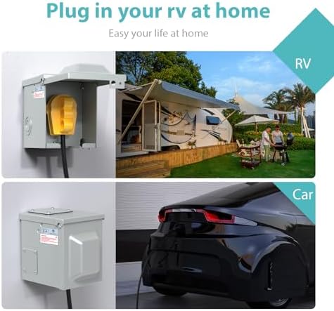 WEBANG 50 Amp RV/EV Power Outlet Box, Enclosed Lockable Weatherproof Outdoor 125/250 Volt Electrical NEMA 14-50R 50 Amp RV Receptacle Panel, for RV Camper Travel Trailer Motorhome, ETL Listed - 4