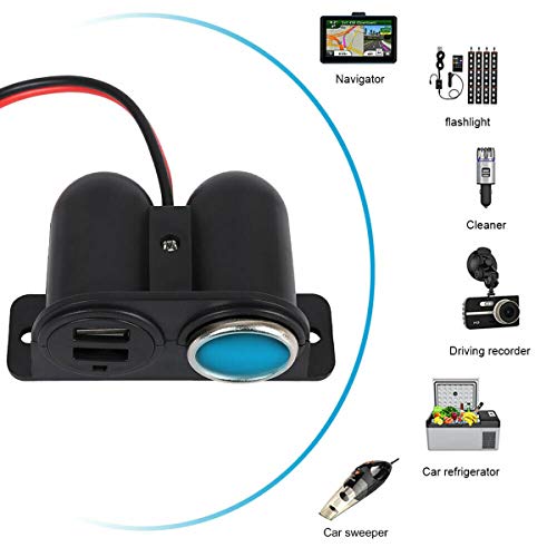 VizGiz Car Under Dash Mount Cigarette Lighter 3.1A Dual USB Power Charger Outlet Socket Plug Adapter Quick Charge DC Splitter Dashboard Expansion for 12V/24V Vehicle Truck SUV Motorcycle Boat