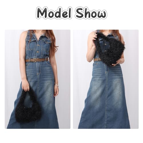 Bolso Fecialy peludo para mujer tipo tote y clutch miniatura 2