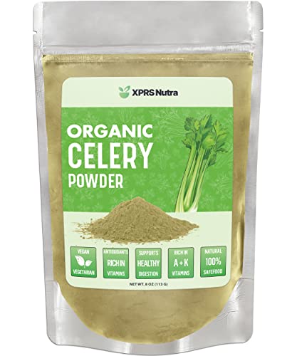 XPRS Nutra Organic Celery Powder - Celery Organic Fresh Powder Supports Healthy Digestion - Premium Celery Powder Organic - Vegan Friendly Celery Fresh Powder (8 Ounce)