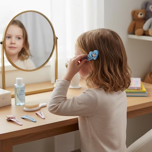 CERDÁ LIFE'S LITTLE MOMENTS Bluey & Bingo Set mit 4 Haarnadeln mit Glitzer – Metall-Haarspangen für Mädchen mit Glitzer in Rosa und Blau – offiziell lizenziertes Haar-Zubehör