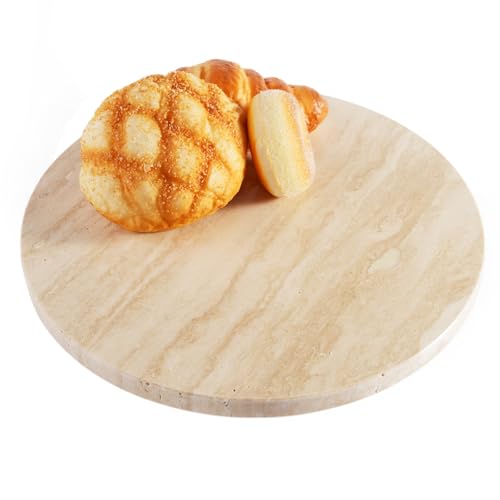 Travertine Lazy Susan for Table Top, 12 in Lazy Susan Turntable Organizer for Cabinet Pantry Kitchen Countertop Fridge Bathroom Makeup Vanity Countertop