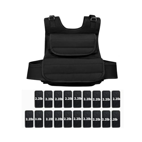 Adjustable Weighted Vest for Men, 44 LB Weight Vest Adjustable Wearable Weights for Strength Training,Black