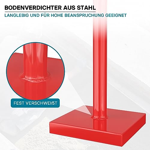 Erdstampfer Wiltec Bodenverdichter 11,5 kg aus Stahl, 83 cm hoch, mit T-Griff
