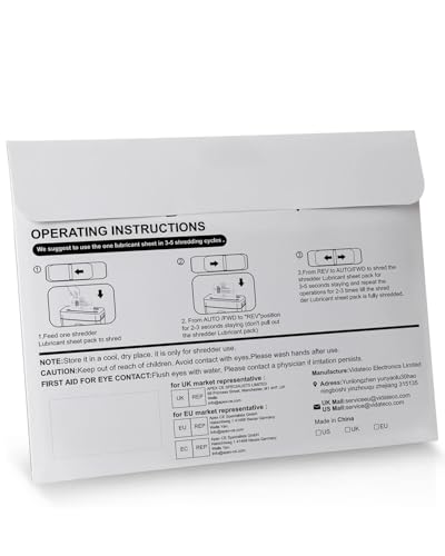 Vidateco Ölpapier für Aktenvernichter, 24 Blatt Ölblätter für die Wartung des Schredders