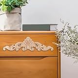 BEAZOOM Cornice in legno intagliato con fiori non verniciati, per porte, specchi, decorazione da parete, 30 x 8 cm