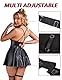 ohmydear Lederkleid Damen Sexy Kurz Babydoll Leder Dessous Damen A-Linie Clubwear Sexy Outfit für Frauen Curvy Unterwäsche Wetlook Kleid für Party