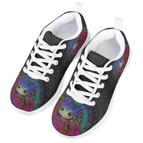 Yzaoxia Hippie Axolotl Shoes for Girls Size 3 Tennis Running Shoes for Kids Sneakers Lace Up Barefoot Sneaker Lightweight Slip On Footwear Athletic Trainers