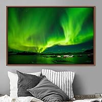 Framed Canvas Wall Art Dayspring Astronomy & Space Contemporary Cosmic Dramatic Green Group Photography Realism - 16x24 inches