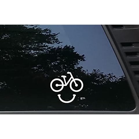 Bicycles Make ME Smile - 4" x 3 3/4" die Cut Vinyl Decal/Bumper Sticker for Windows, Cars, JDM, Trucks, Bumpers, Tool Boxes, Boats, laptops - virtually Any Hard, Smooth Surface. Made in The USA Cover