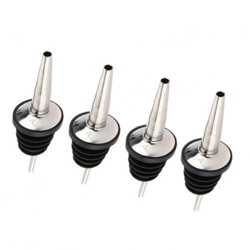 Yosoo 4 Pcs Stainless Steel Liquor Pourer Free Flow Vented Wine Liquor Bottle Pour Dispenser Tapered Spout Rubber Stopper Silver #TOP2