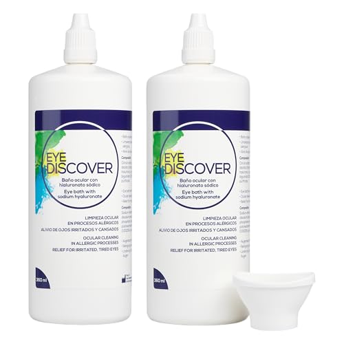 EYE DISCOVER – Augenspülung mit Hyaluronsäure | Natürliche Linderung von Augenreizungen – Intensive Feuchtigkeit & gründliche Reinigung | 2er-Pack (2 × 360 ml)