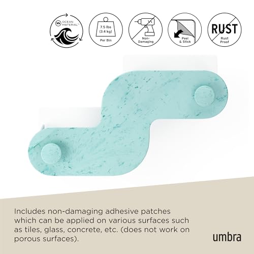 Umbra Nami Shower Caddy, Adhesive No Drill Bathroom, Set of 2, Ocean Blue by Umbra - Used condition - Image 6