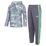 adidas Boys Camo Fleece Pullover Hoodie and Joggers Set, Halo Silver, 5