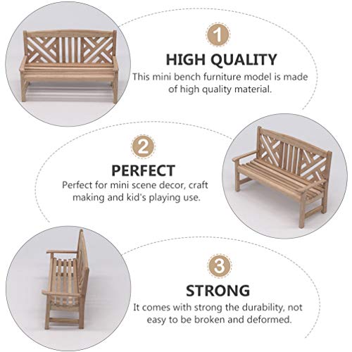 Gadpiparty Mini Wooden Bench Model Park Benches Miniature Ornaments Dollhouse Landscape Decorations Artificial Scene Furniture Double Chair Dollhouse Accessories Decor #TOP3