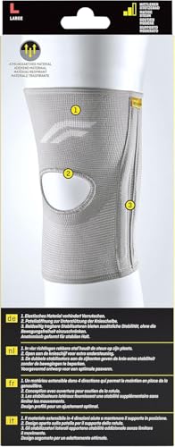 FUTURO Knie-Bandage, Größe L (43,2 - 49,5 cm) - Laterale Stabilisierung, Sofortige Kompression, Offenes Patella-Design, Atmungsaktiv - Für täglichen Gebrauch und Sport
