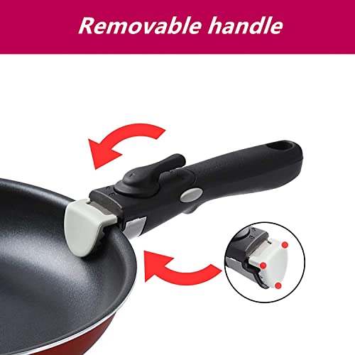 Motase 6 Pieces Kitchen Non-Stick Cookware Sets With Removable Handle, Stackable Pots And Pans Set Nonstick For Induction Gas Rvs Camping Space Saving, Red #TOP5