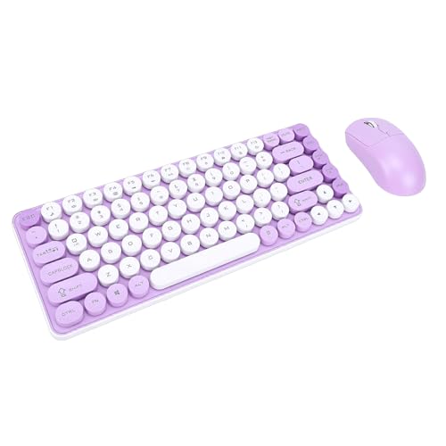 Teclado y mouse inalámbricos Bluetooth 2.4G ergonómico retro PUSOKEI para PC