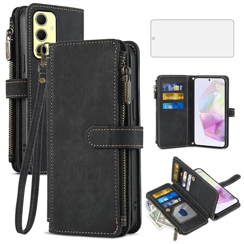 Housse en cuir PU premium pour Samsung A35 5G finition noire élégante