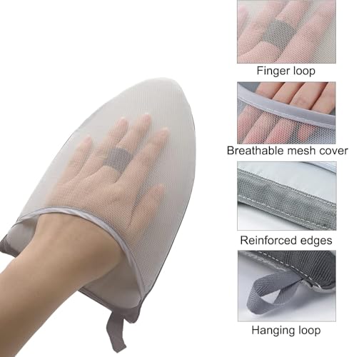 Clothes Steamer Stand Hanger with Steamer Ironing Glove for Steaming Clothes, Handheld Garment Steamer Rack with Grey Mini Handhelded Ironing Pad Board by Tingtio - Image 3