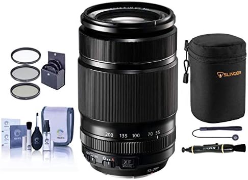 Fujifilm XF 55-200mm f/3.5-4.8 R LM OIS Lens, Bundle with ProOptic 62mm Filter Kit, Lens Case, Cleaning Kit, Lens Cleaner, Lens Cap Tether