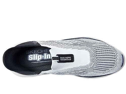 Skechers Men's Max Cushioning Slip-ins - Athletic Slip-on Running Walking Shoes with Memory Foam, White/Black, 11.5