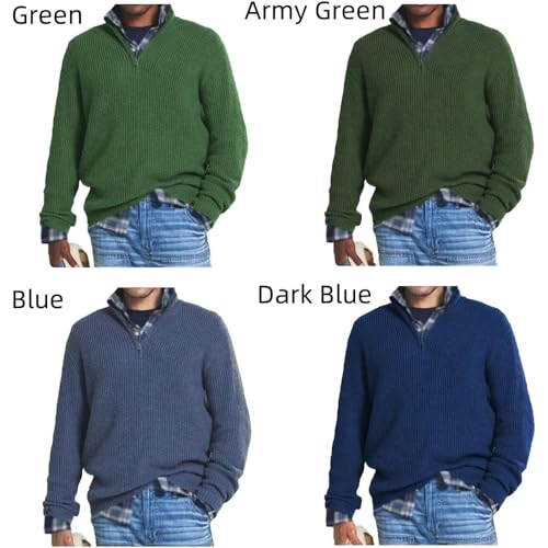 Men's Cashmere Business Casual Zipper Sweater,1/4 Zip Pullover,Casual Loose Zipper Stand Collar Sweater4