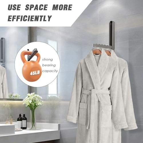 Folding Clothes Drying Rack with 3 Brackets for Over The Door and Wall Mount, All Metal Laundry Dryer Rack with Retractable Rod for Towel, Fit Doors Thickness from 0.59in to 1.96in (Space Grey) by TASEVO - Image 2