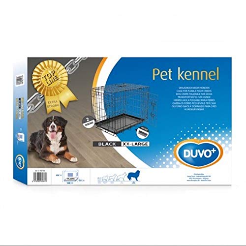 DUVO+ DOG CRATE 2 DOORS PLASTIC TRAY GIANT 123X77X83