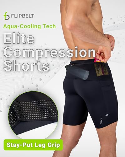 FlipBelt Men's Running Compression Shorts with Pockets - Secure Your Phone, Keys and Even Water Bottles - USA Small Business3