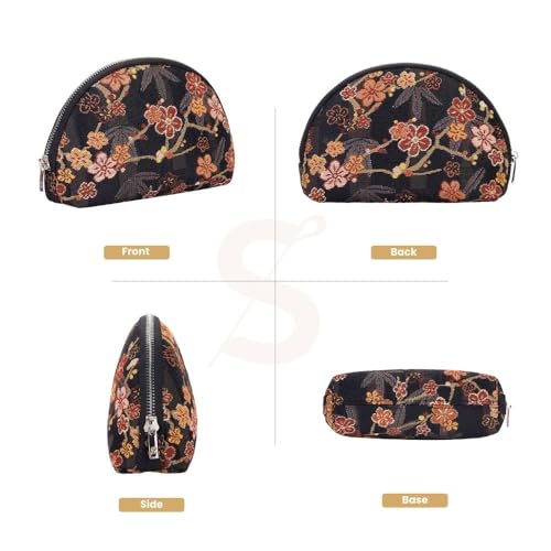 Signare Tapestry Cosmetic Bag Toiletry Makeup Bag for Women With Ume Sakura Design (COSM-SAKURA)