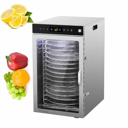 YIGECHENXIN ステンレススチールトレイ、デジタルコントロールパネルを備えたプロフェッショナル食品乾燥機、家庭やビジネスでドライフルーツ、ジャーキー、犬のおやつを作るのに最適,220V