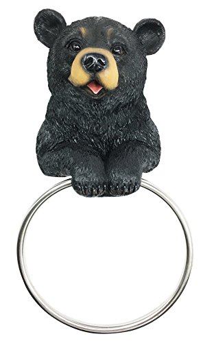 Darling negro oso toalla de mano anillo soporte figura decorativa de accesorios de tocador cuarto de baño decoración de la pared Escultura para cabina de caza Lodge rústico Cover