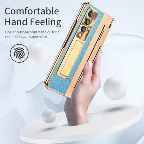 Coque Huawei Honor Magic VS dorée bleu avec protège-écran et béquille - 2