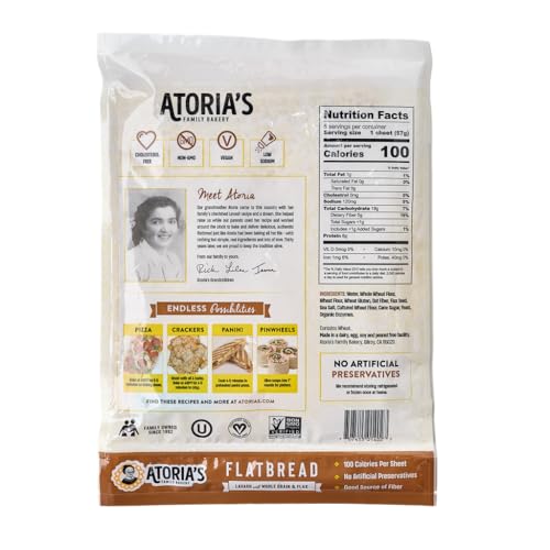 Atoria'S Family Bakery Whole Grain & Flax Lavash Flatbread 10-Packs Of 5 Sheets  thumb #1