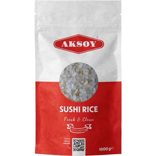 AKSOY Premium Quality Sushi Rice 1 KG || Japanese Style Short Grain Rice Perfectly Sticky Pantry Staple Non-GMO