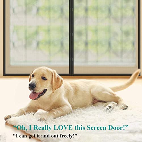 Upgrade Magnetic Screen Door 39X98 Inches, Reinforced Fiberglass Double Mesh Curtain With Longest Magnets, Full Frame Hook & Loop, Auto Closer,Bug-Offs Fits Door Size Up To 37"X97" #TOP5