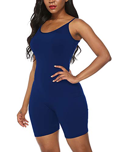 Amiliashp Women's Spaghetti Strap Tank Top Short Jumpsuit Rompers Bodysuit One Piece Catsuit (Navy, S) #TOP3