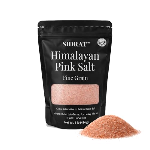 SIDRAT Himalayan Pink Salt Fine – Fine Grain Himalayan Pink Sea Salt, Unrefined, Non-Iodized, Lab Tested, Mineral Rich Cooking Salt, Resealable Pouch (1 lb, 2 lb)