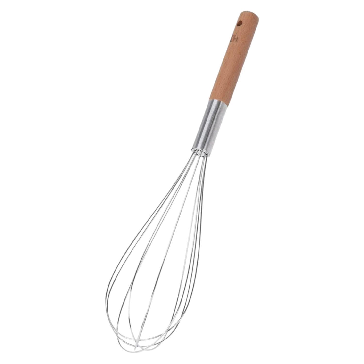 Batidor manual de alambre inoxidable con mango de madera