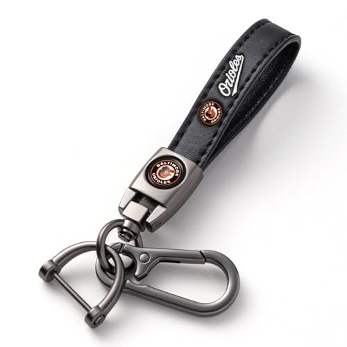 Image of Car Keychain Keyring for Baltimore Orioles Baseball Fans,Orioles Accessories Women /Men's Keychains for Vehicles,Leather Key Ring Lanyard for Car Key Fob Holder,Key Fob Keyring Replacement