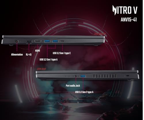 PC Portable Gaming Acer Nitro V 15 ANV15 41 R4FG 15 6 Full HD 144 Hz AMD Ryzen™ 7 RAM SSD Nvidia GeForce RTX 4050 - vue 5